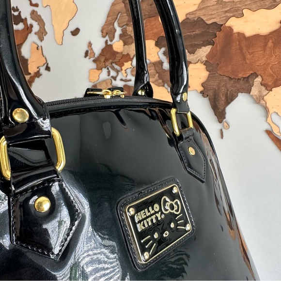 LOUNGEFLY Sanrio Hello Kitty Patent Leather Satchel Leopard Quilted Y2K Handbag - Picture 7 of 9